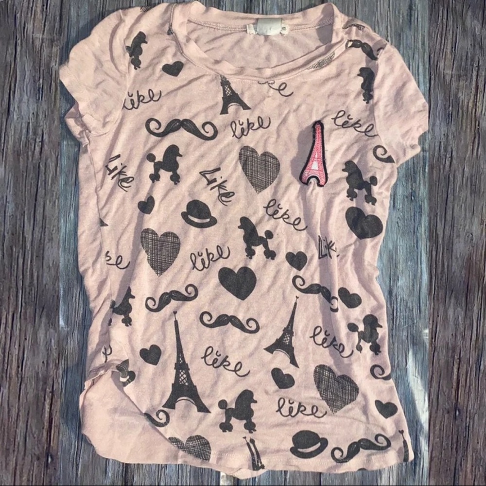 💞 Little Girls Small Pink Eiffel Tower Tee Shirt